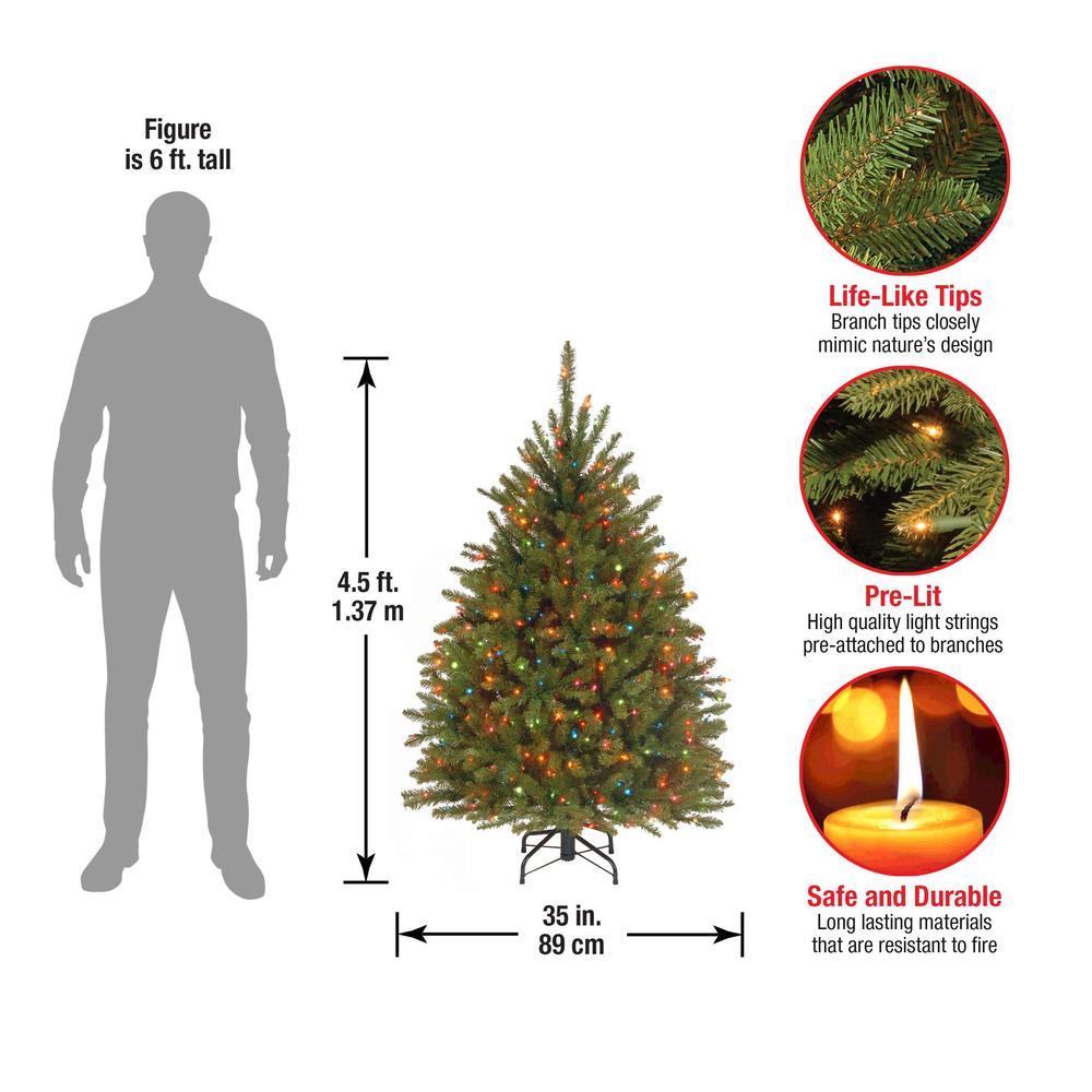 national tree dunhill fir tree with multicolor lights , 4.5 feet
