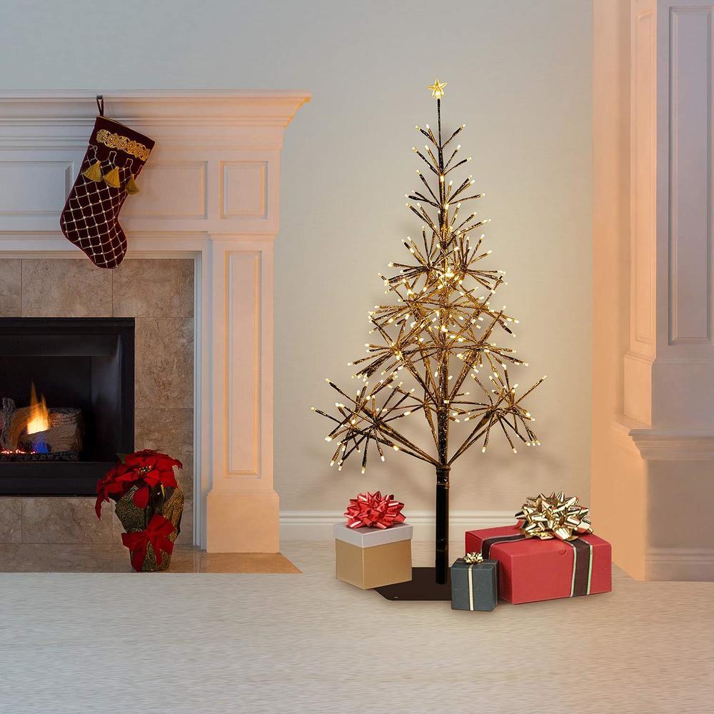 alpine corporation 53" h indoor/outdoor artificial christmas tree with led lights, gold