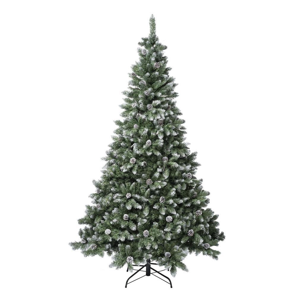 national tree company first traditions oakley hills snowy christmas tree with hinged branches, 7.5 ft