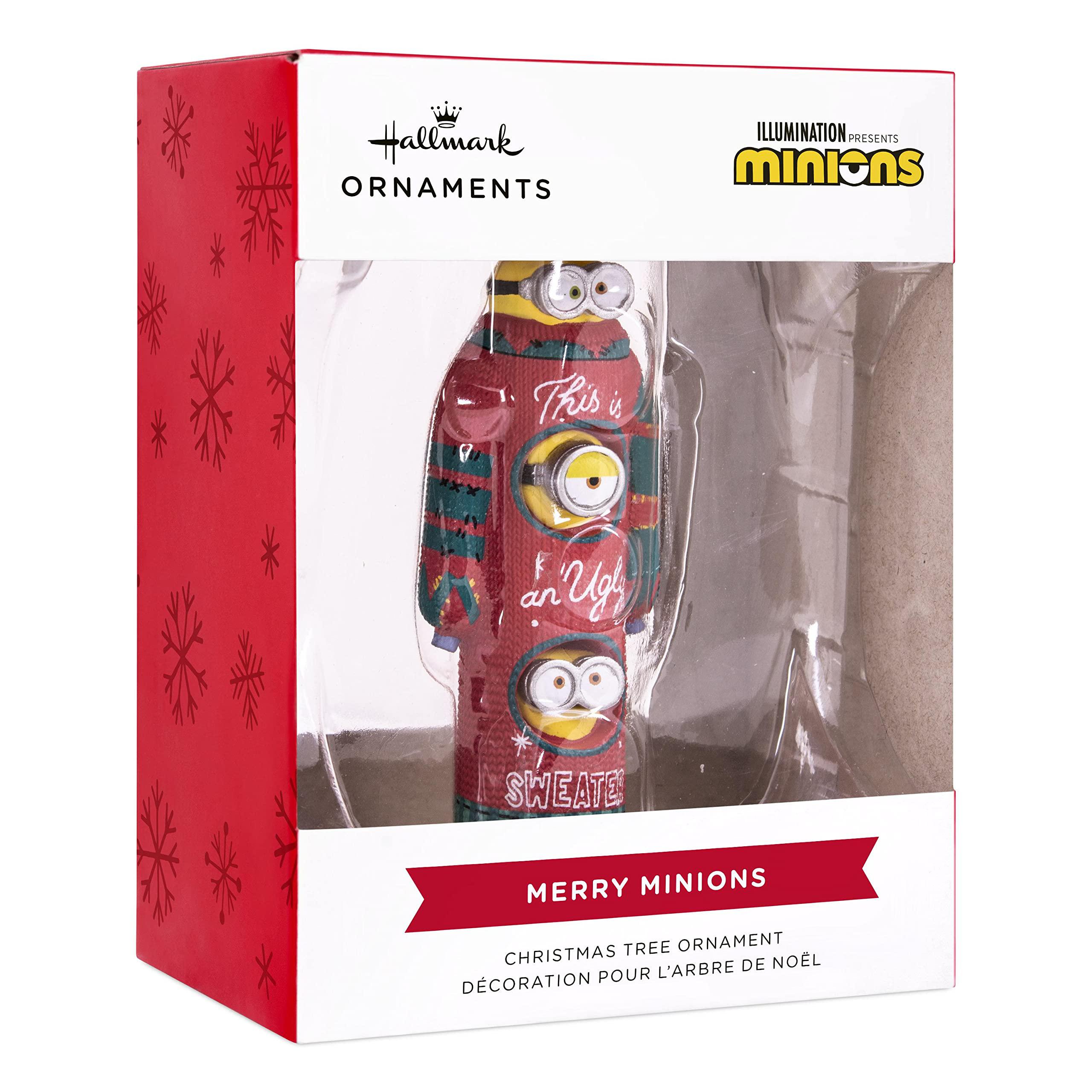 hallmark minions: the rise of gru, bob, kevin, and stuart the minions in ugly christmas sweater christmas ornament