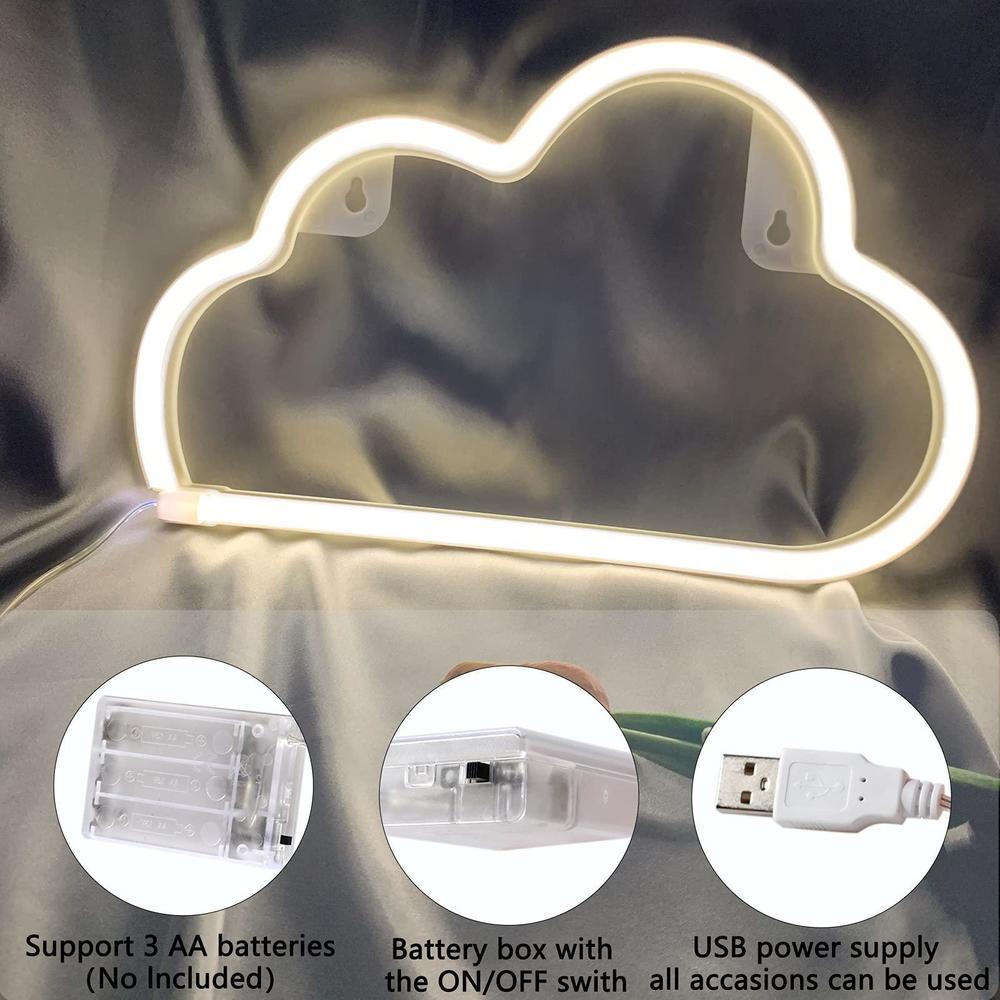 bernicekelly cloud neon signs, led light for wall decor, battery or usb powered sign shaped decoration lights bedroom aesthetic teen girl 