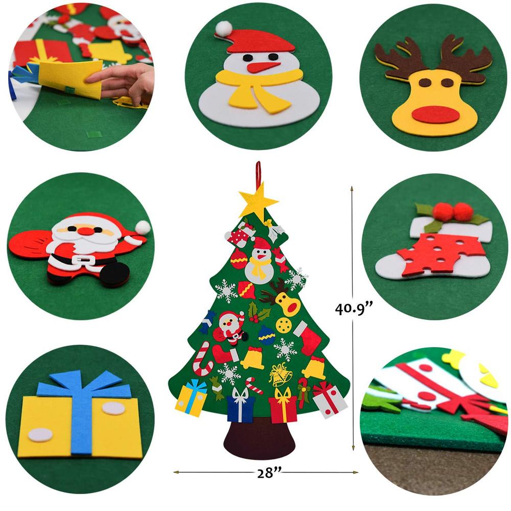 fayoo diy felt christmas tree with 30pcs ornaments, xmas gifts for kids new year handmade christmas door wall hanging decorat