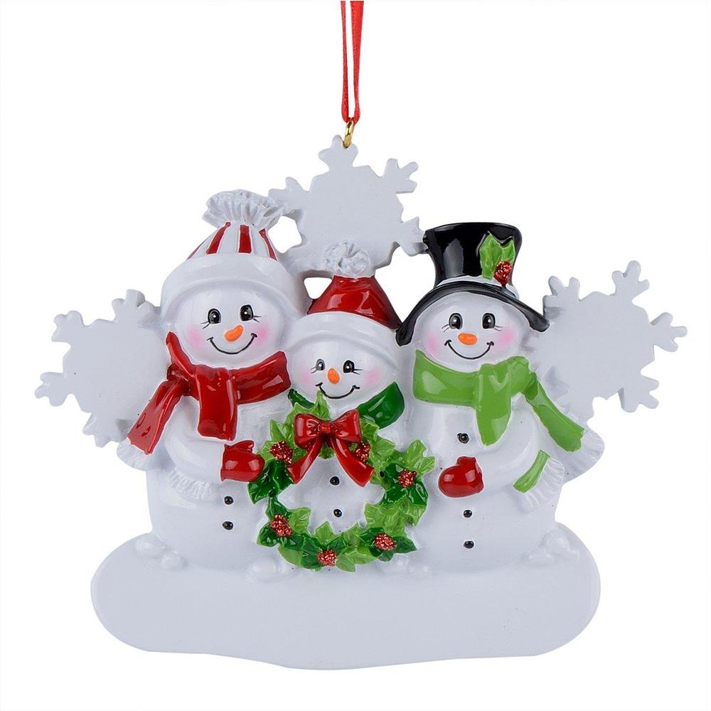 maxora snowman family of 3 personalized christmas ornamen, resin snowflake family ornament christmas tree decor, family reunion gift