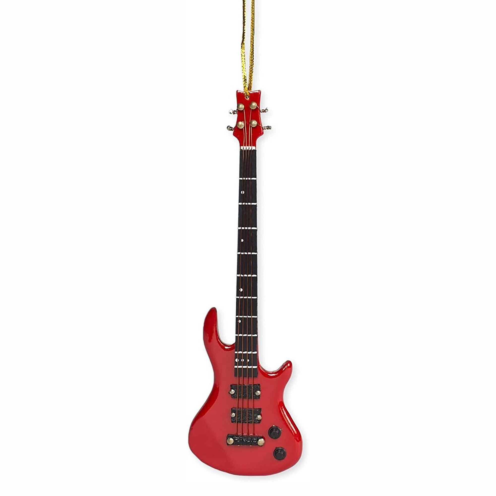 broadway gifts co. broadway gift electric bass guitar red 5.5 inch wood hanging christmas ornament decoration