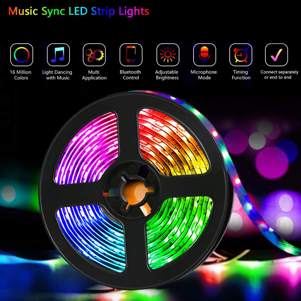 qzyl led lights for bedroom,49.2 feet led strip lights,music sync color changing flexible rope lights with remote app control