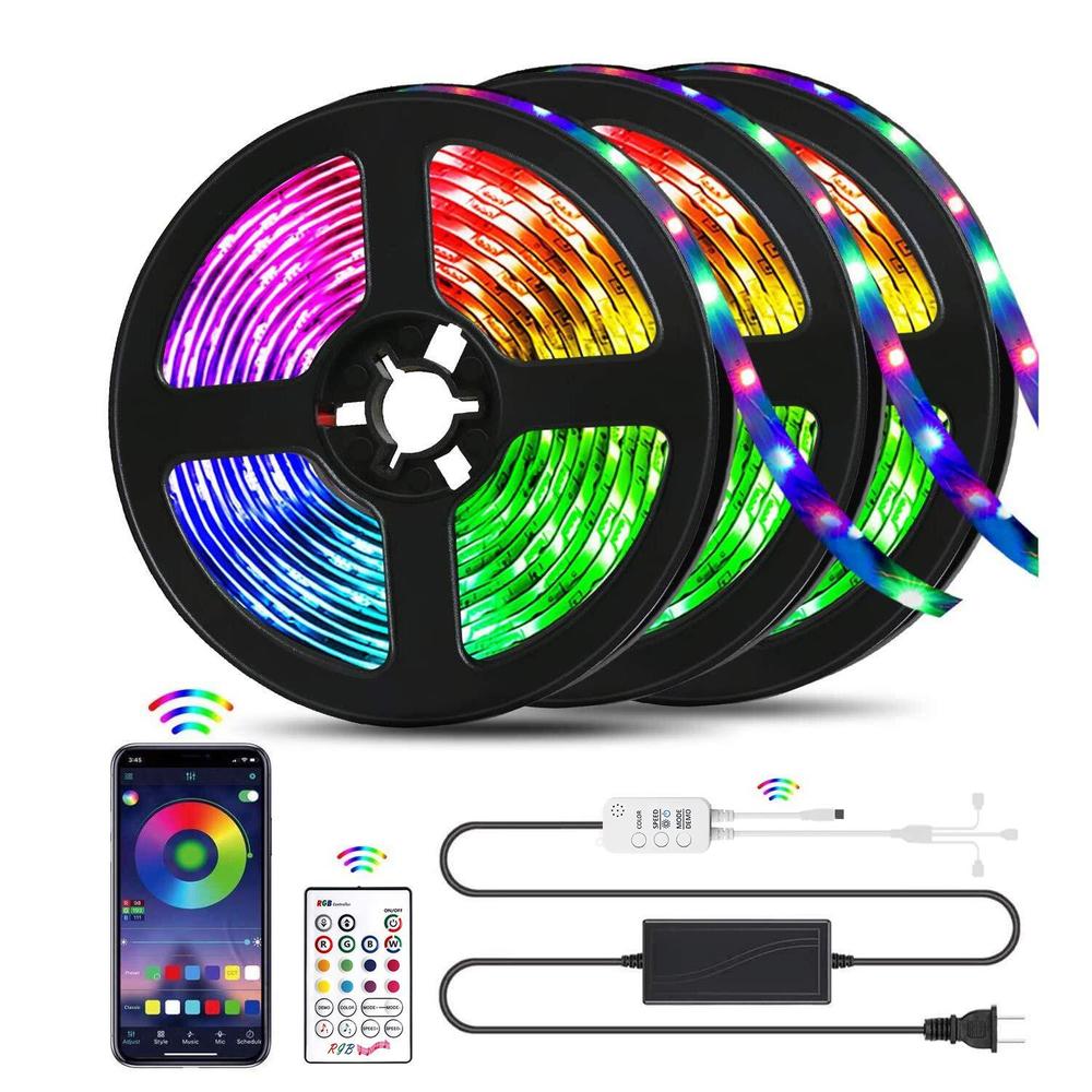 qzyl led lights for bedroom,49.2 feet led strip lights,music sync color changing flexible rope lights with remote app control