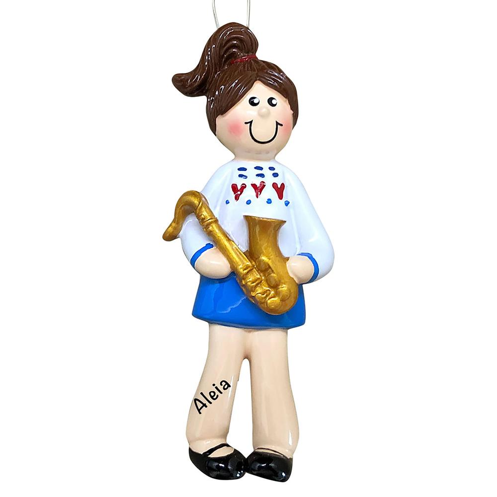 Holiday Traditions personalized musical christmas ornaments 2023 - process in 24 hours - exquisitely saxophone girl ornament with name - custom 