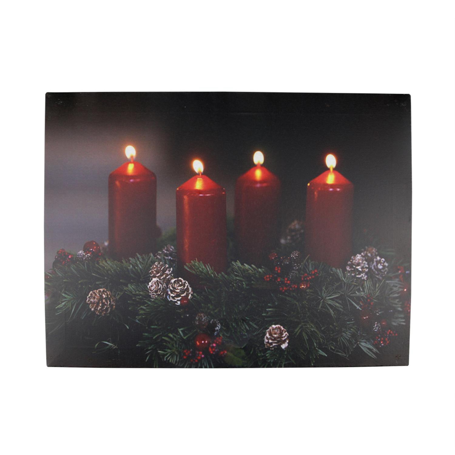 northlight pre-lit red and black led flickering candle christmas wall art 12" x 15.75"
