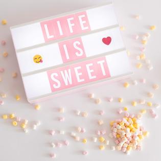 Pink Cinema Light Box with 400 Letters & Emojis & 2 Markers - BONNYCO | LED Light Box Home Office & Room Decor | Light Up Sign Letters Boa