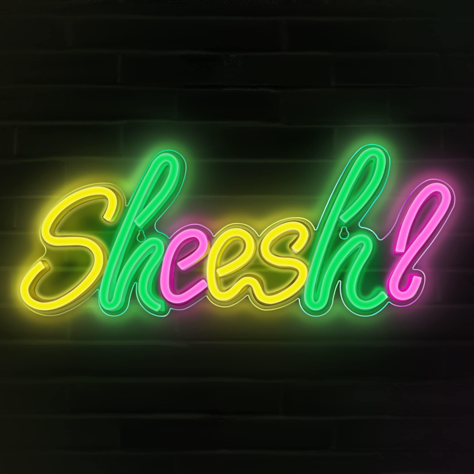 lumoonosity sheesh neon sign - meme sheesh led neon lights for gamers/streamers/influencers - cool sheesh led signs with on/o