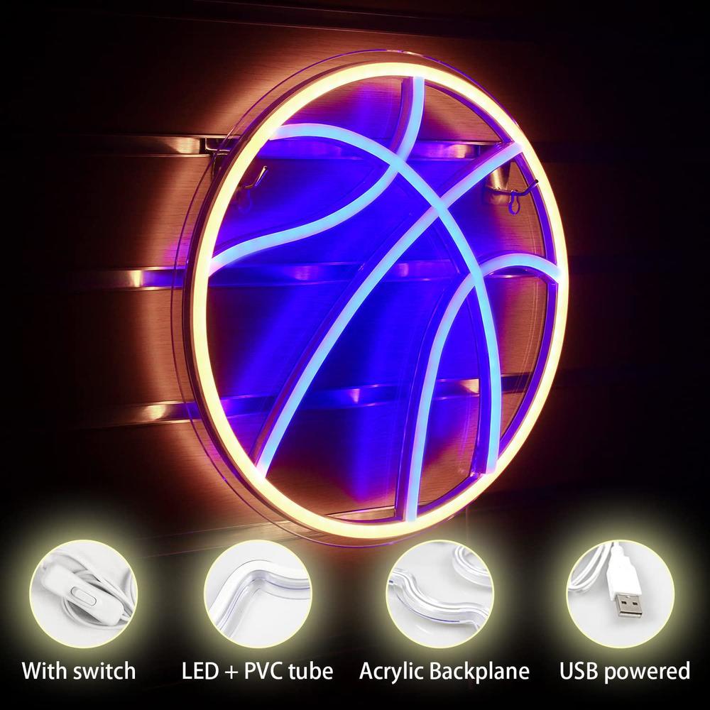 wanxing basketball neon signs sport neon light yellow and blue led sign neon sign for bedroom led neon sign usb powered switc