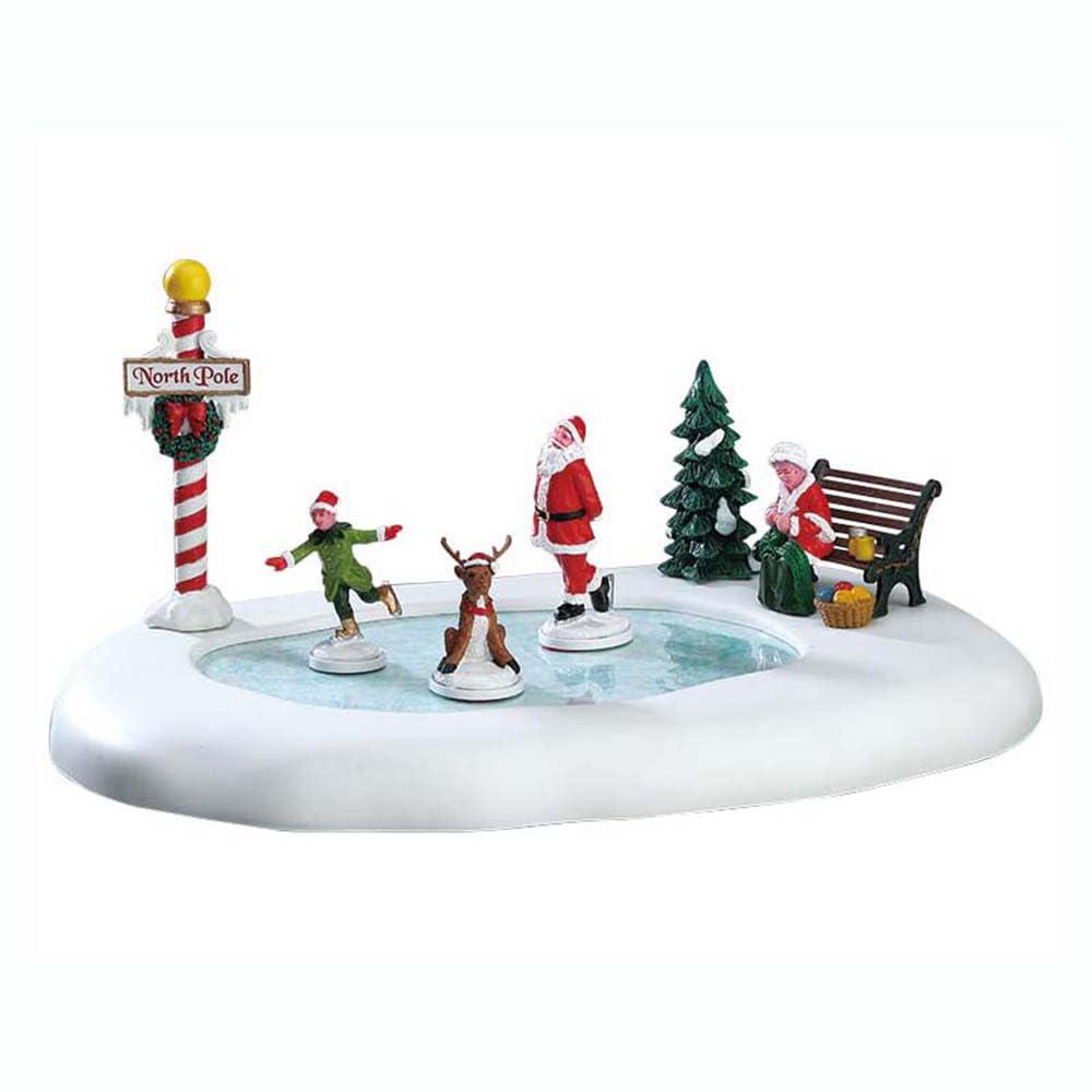 lemax village collection np b/o ice follies rink, white, red, black, green, yellow