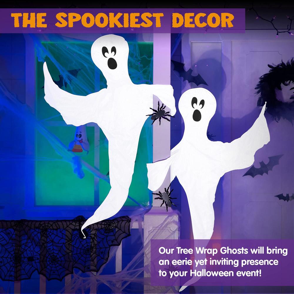joyin halloween 2 pcs tree wrap ghost decoration, 53 cute face flying ghost for halloween outdoor,lawn,yard,tree decor,ghost 