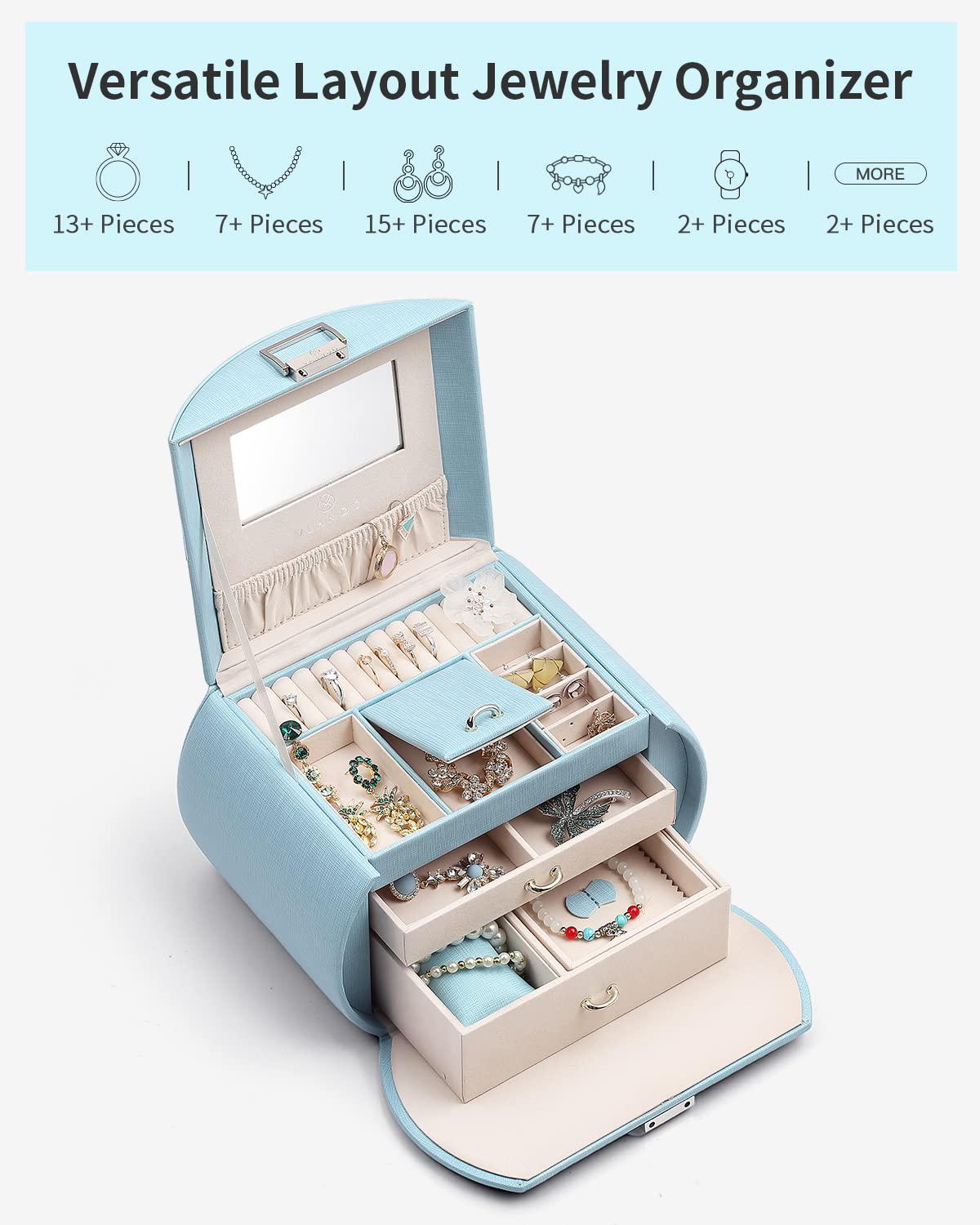 vlando princess style medium size jewelry box, fabulous girls gifts (blue)