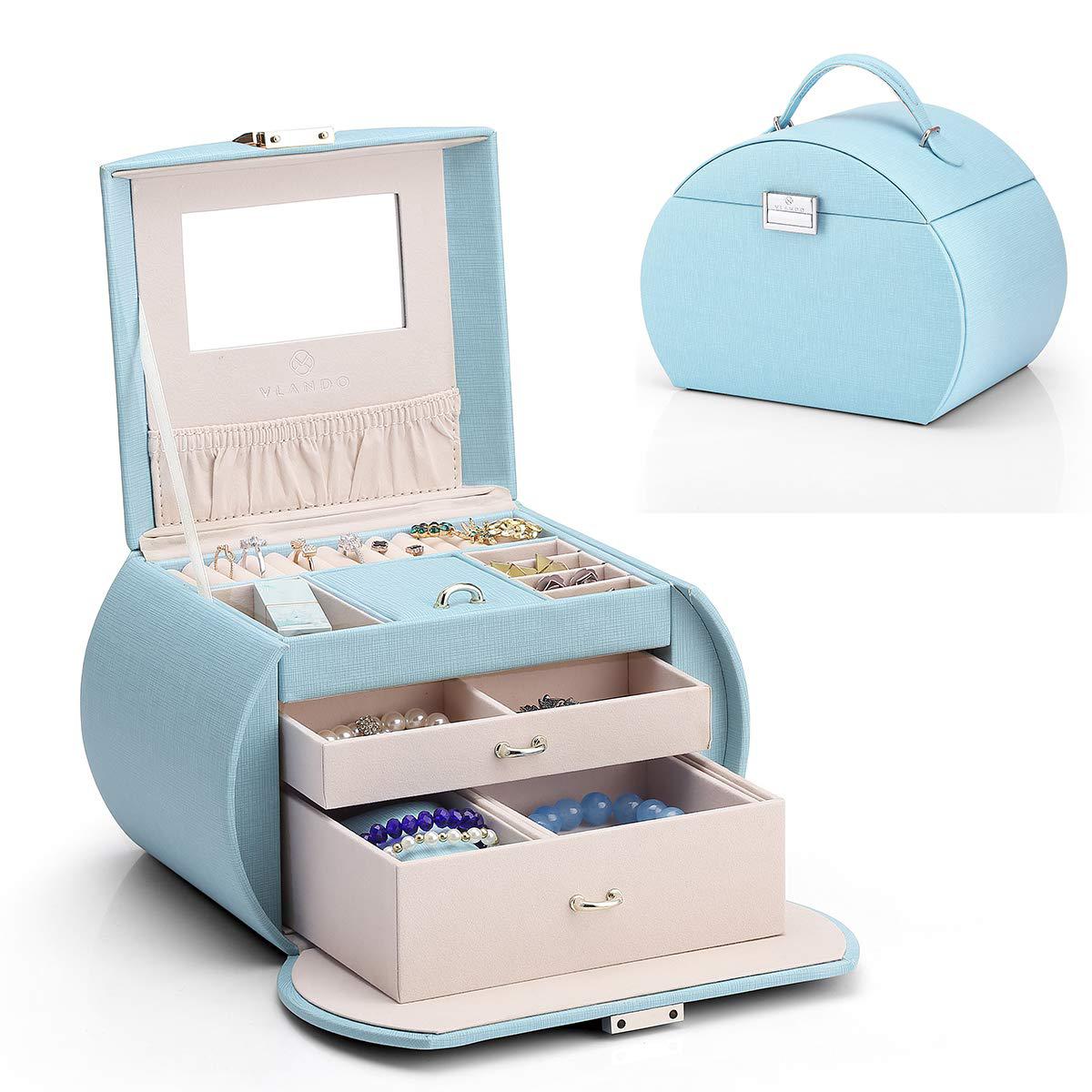 vlando princess style medium size jewelry box, fabulous girls gifts (blue)