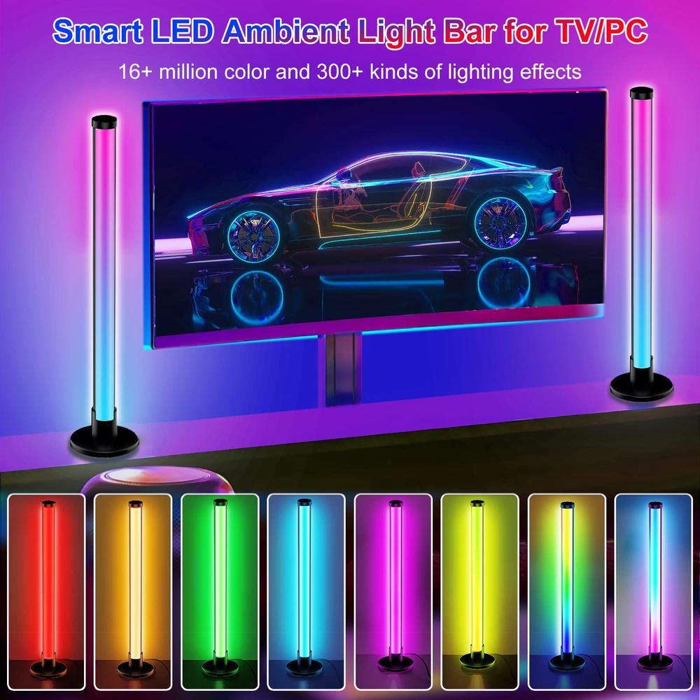 elouycke led light bar, 16 million colors rgb light bar with scene and music modes, app remote control and music sync smart g