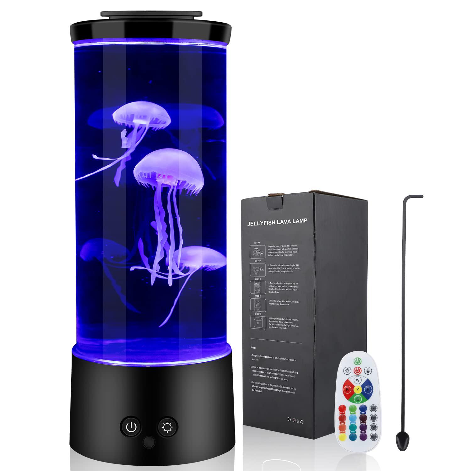 HSPauto jellyfish lava lamp,16 color changing lights, aquarium light, tank night light, mood table lamp for bedroom,gift for big lava