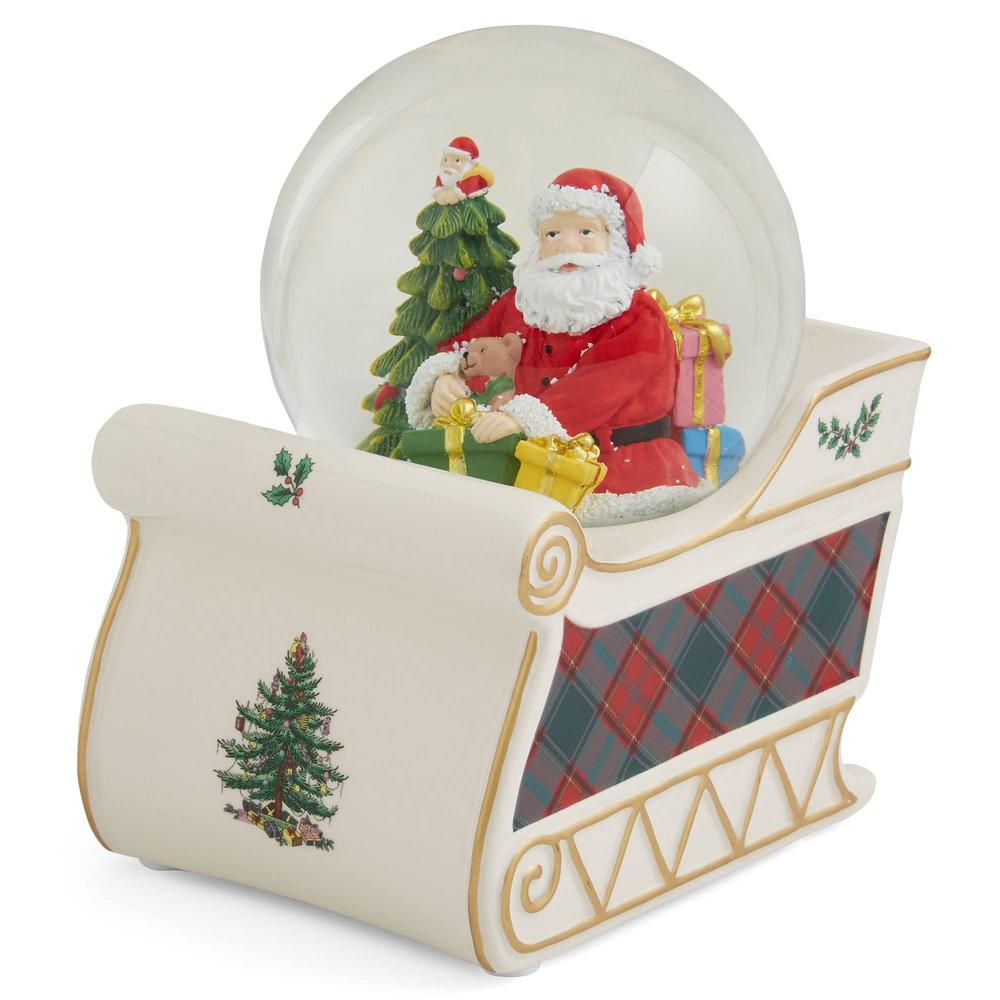 spode christmas tree - santa sleigh musical snow globe | christmas snow globes | plays jolly old st. nicholas | winter snow g