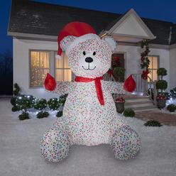 airblown 8 1/2 inflatable animated hugging candy sprinkles bear w/santa hat