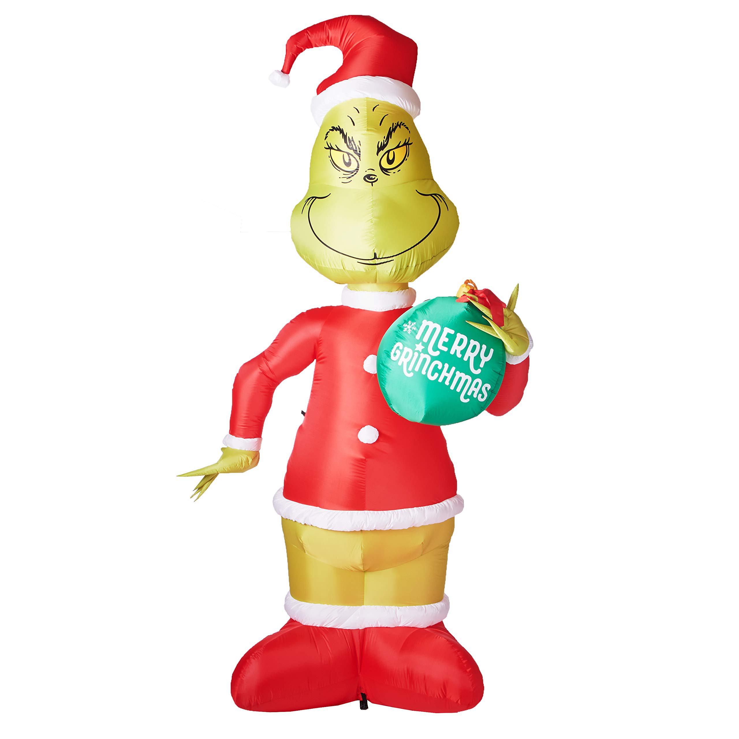 gemmy 11 ft grinch with ornament airblown lighted christmas yard inflatable outdoor holiday disaplay