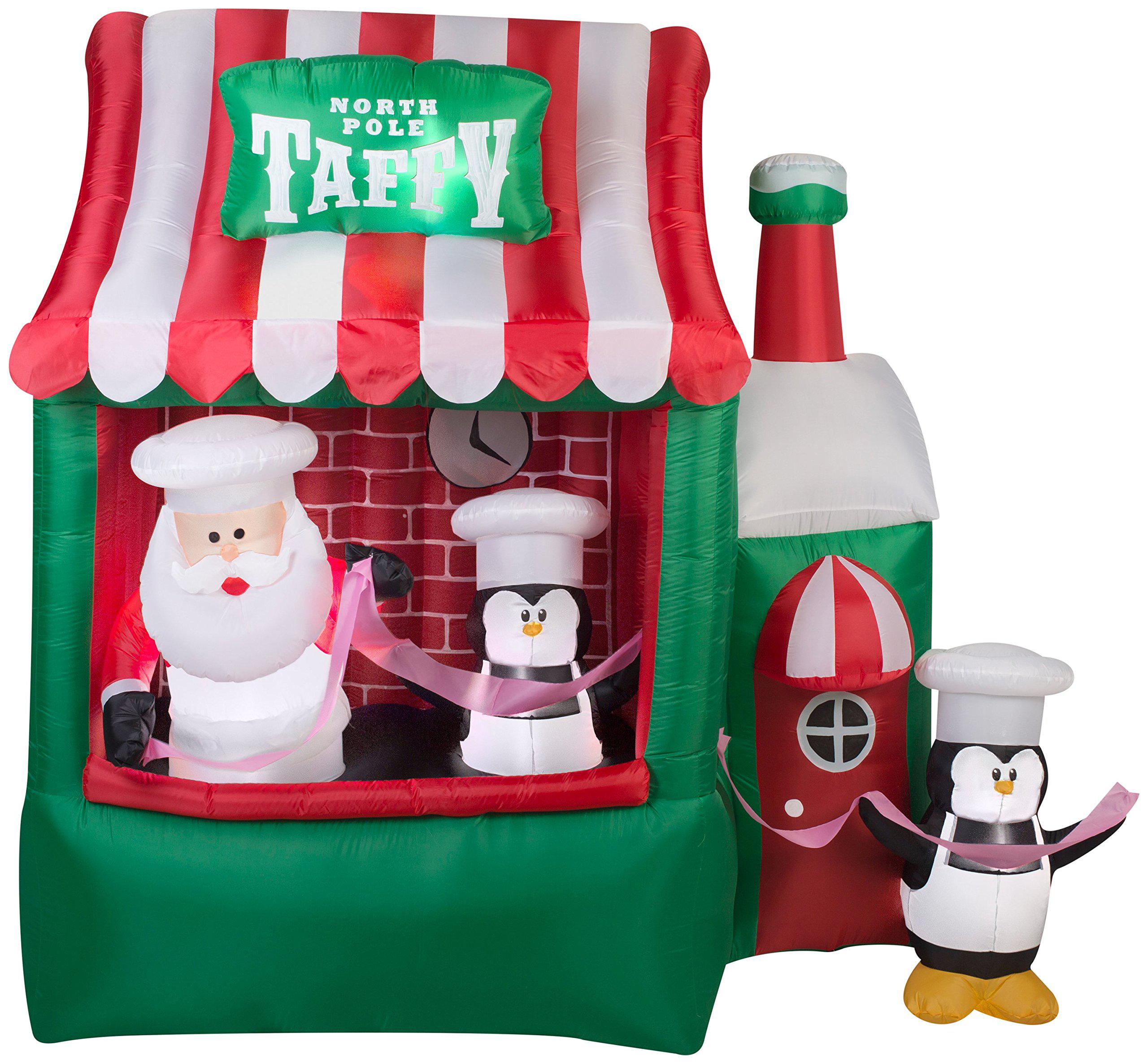 gemmy 7.25' animated airblown north pole taffy stand christmas inflatable
