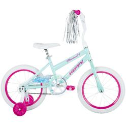 huffy illuminate 16 girls bike for kids, training wheels, light blue