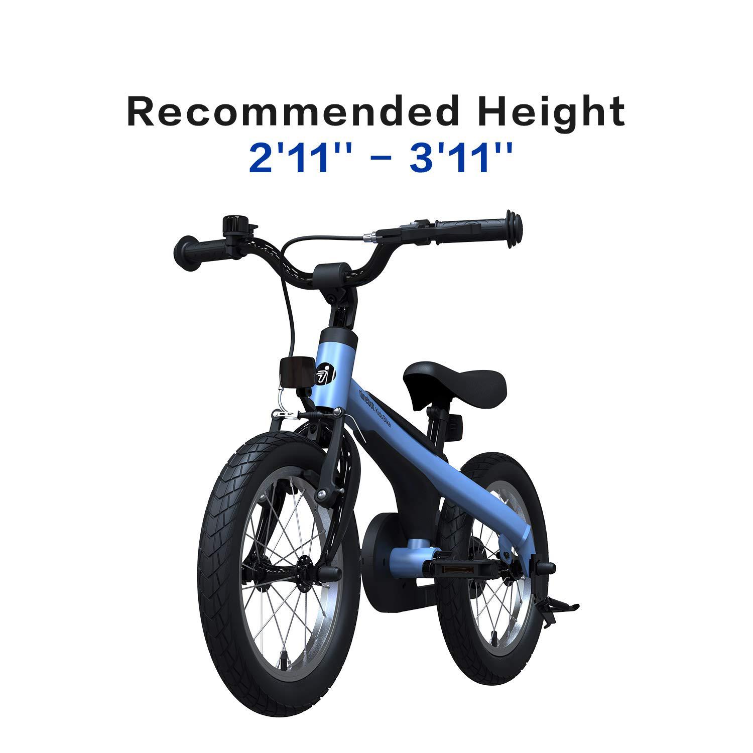 segway ninebot kids bike for boys and girls, 14 inch with training wheels, blue