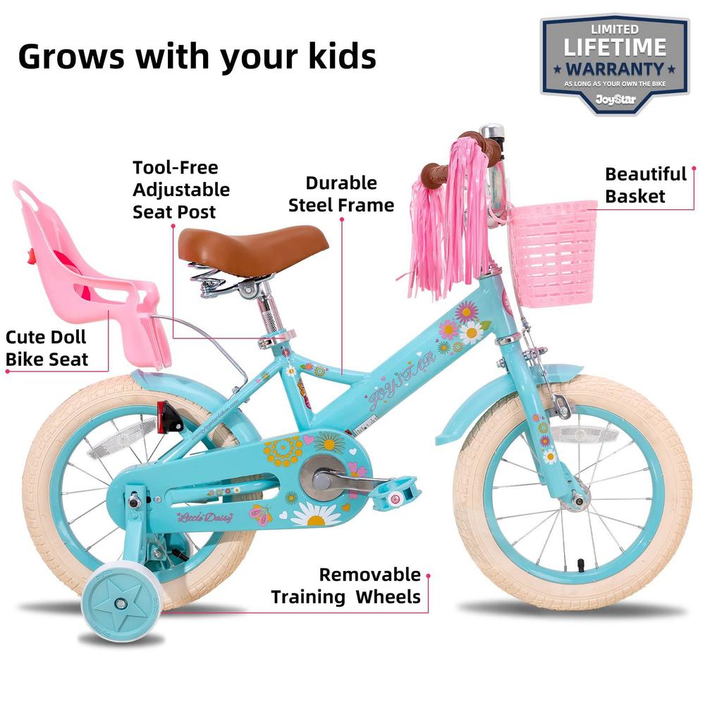 joystar little daisy 12 inch kids bike for 2 3 4 years girls toddler with training wheels princess kids bicycle with basket s