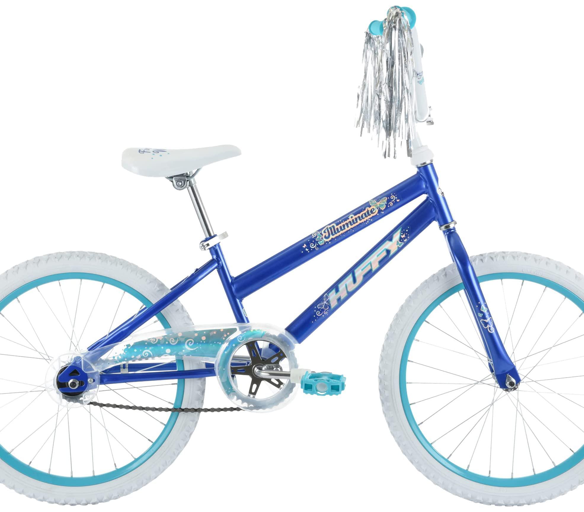 huffy illuminate 20 girls bike with kickstand, blue