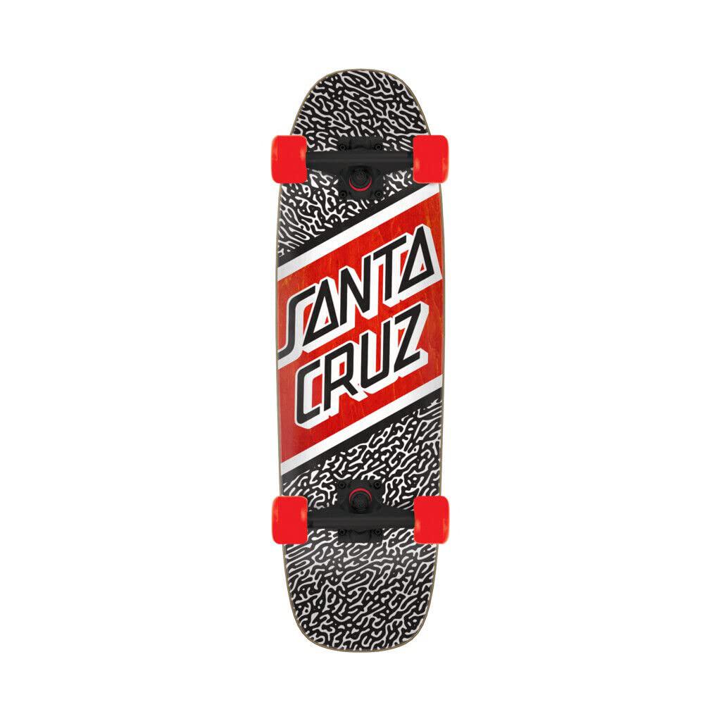 santa cruz amoeba street cruzer complete skateboard, black/white/red, 29.4"x8.4"