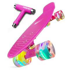 D Deleven Deleven 22" Skateboard with Bright LED Wheels, Skate Tool, ABEC 7 Bearings - for Kids Beginners Adults