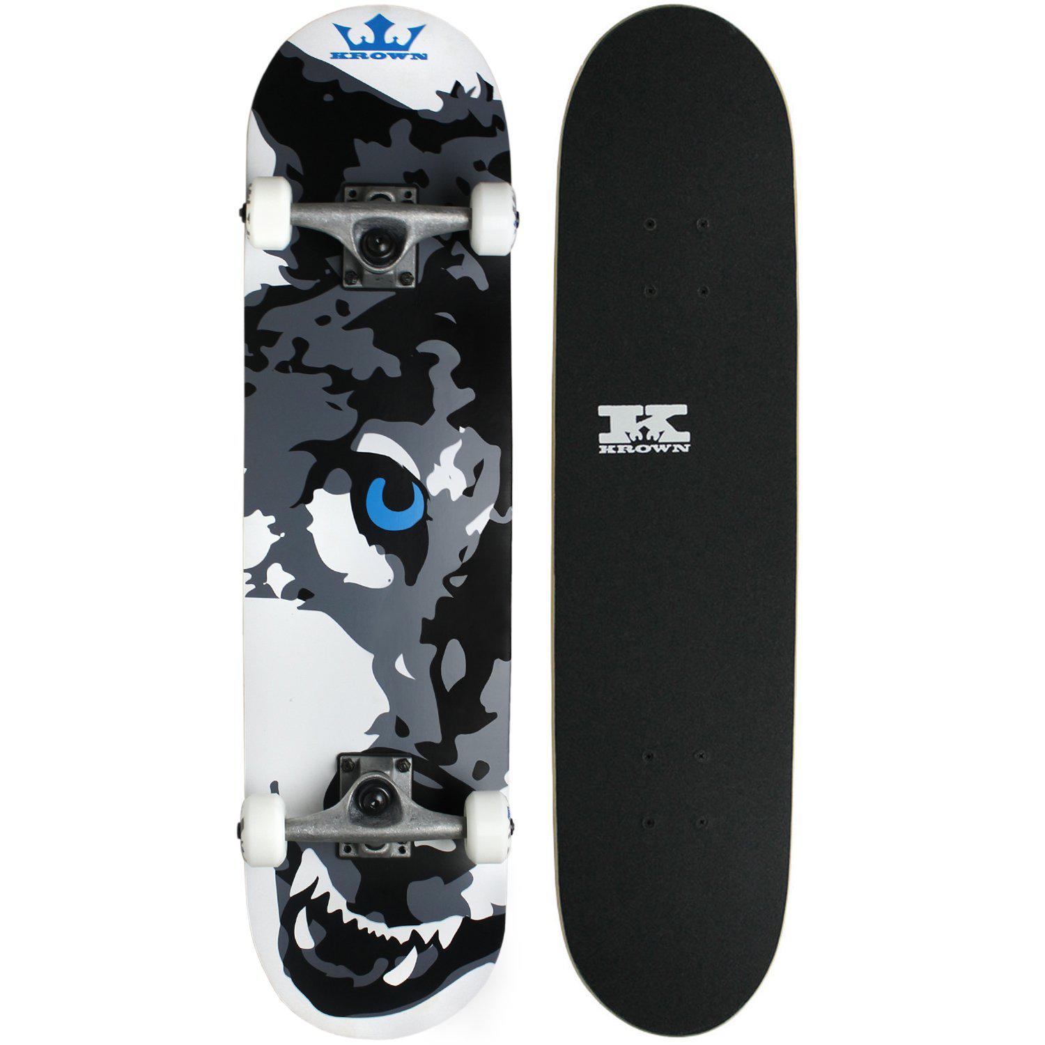 krown wolf skateboard, white, 7.5"