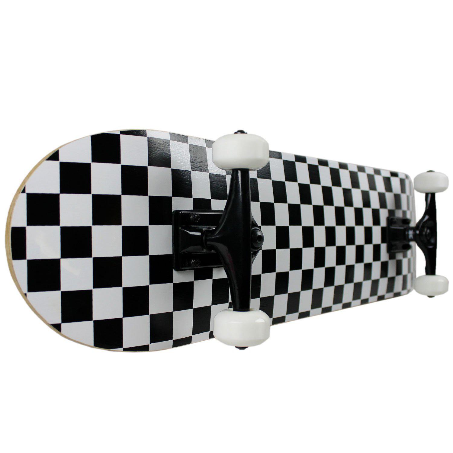 krown rookie checker skateboard, black/white, 7.75"