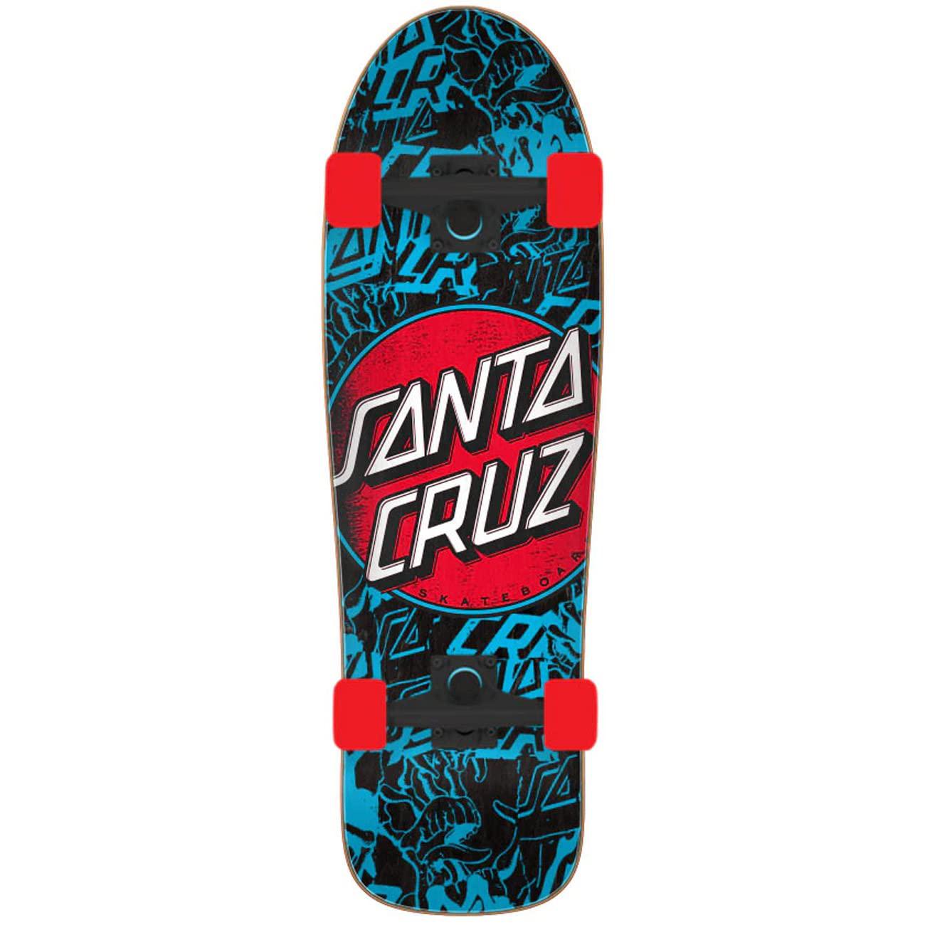 santa cruz skateboard complete contra distress 80's old school black/blue/red 9.7" x 31.7"