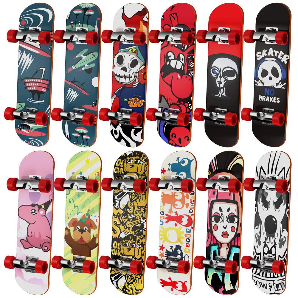 hometall finger skateboards for kids set of 12, mini skateboard fingerboards 12 pieces finger toys pack, gifts for kids child