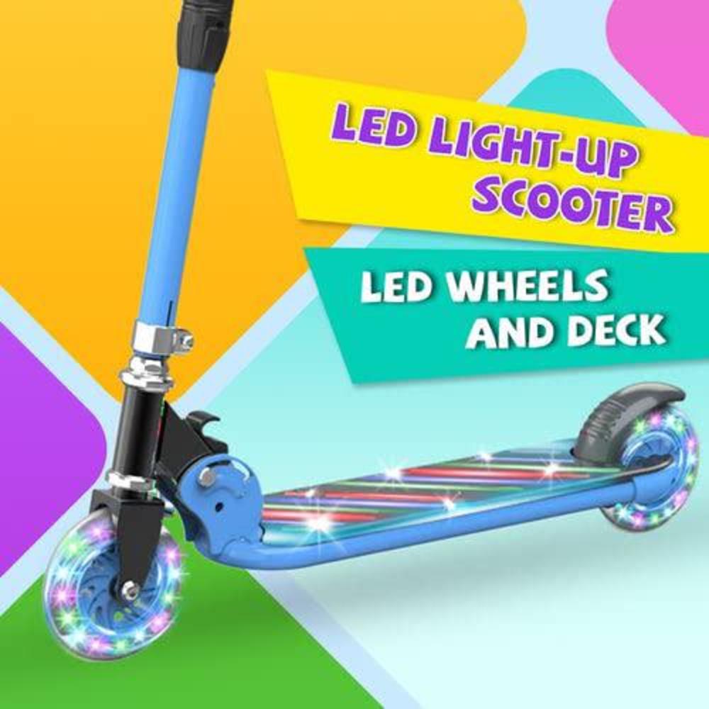 hoverstar kick scooter for kids, led light up wheels and pedal, 3 adjustable height(27, 29, 31inch) suitable for children of 