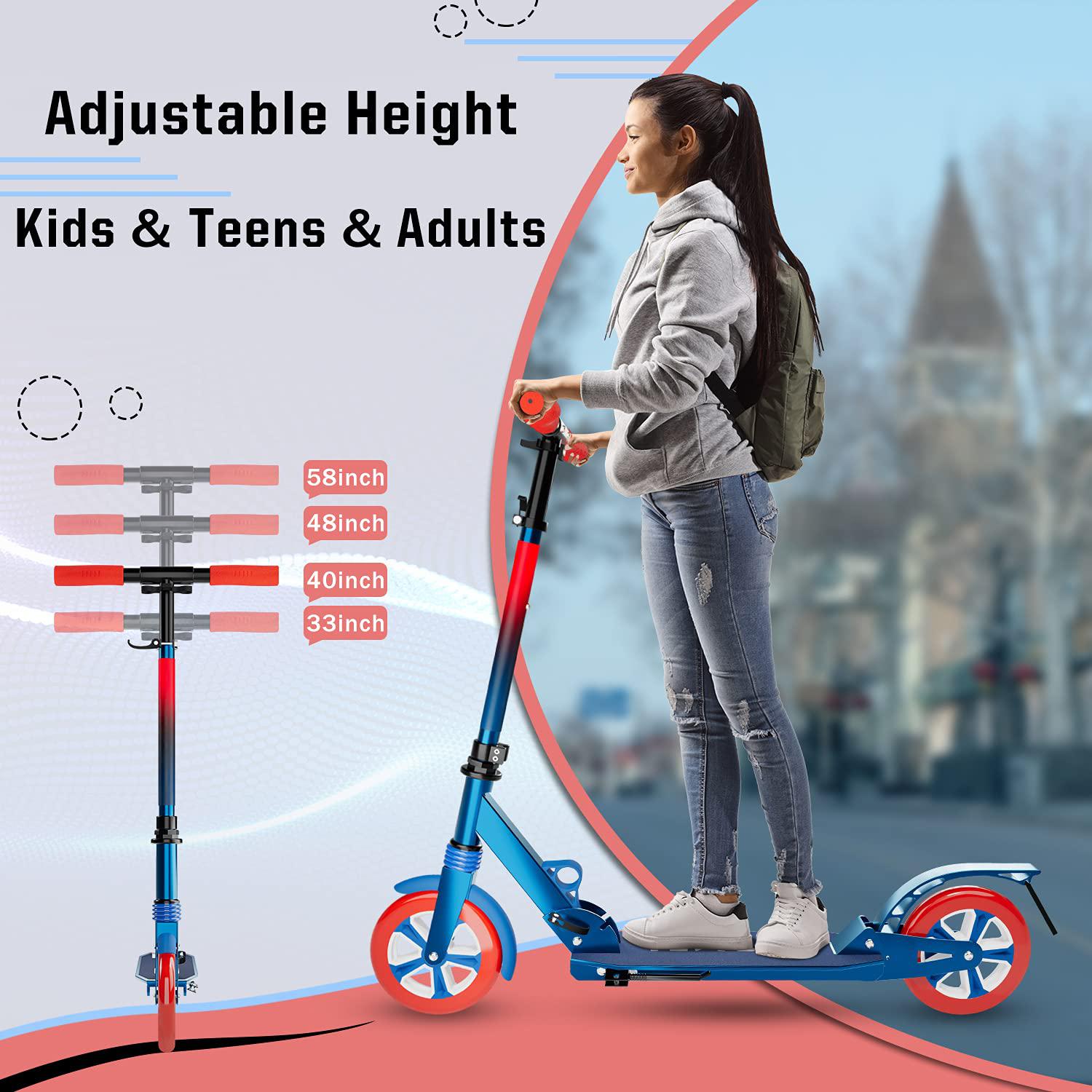 flyflash kids scooter/adult scooter-scooter for kids ages 6-12 and up,scooter for adults with big wheels, folding sport scoot