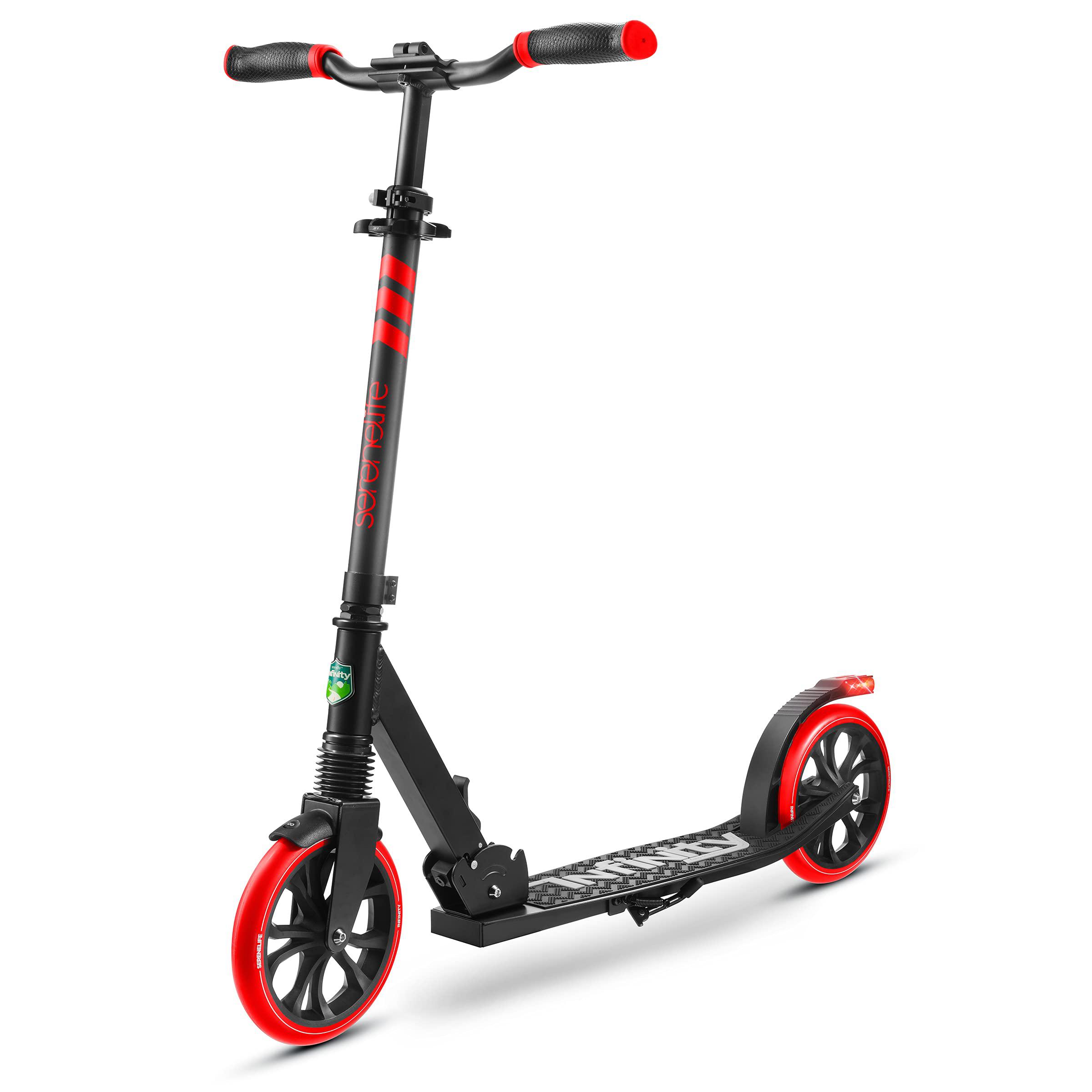 serenelife lightweight and foldable kick scooter - comfortable t-bar handlebar, adjustable scooter for teens and adult, alloy