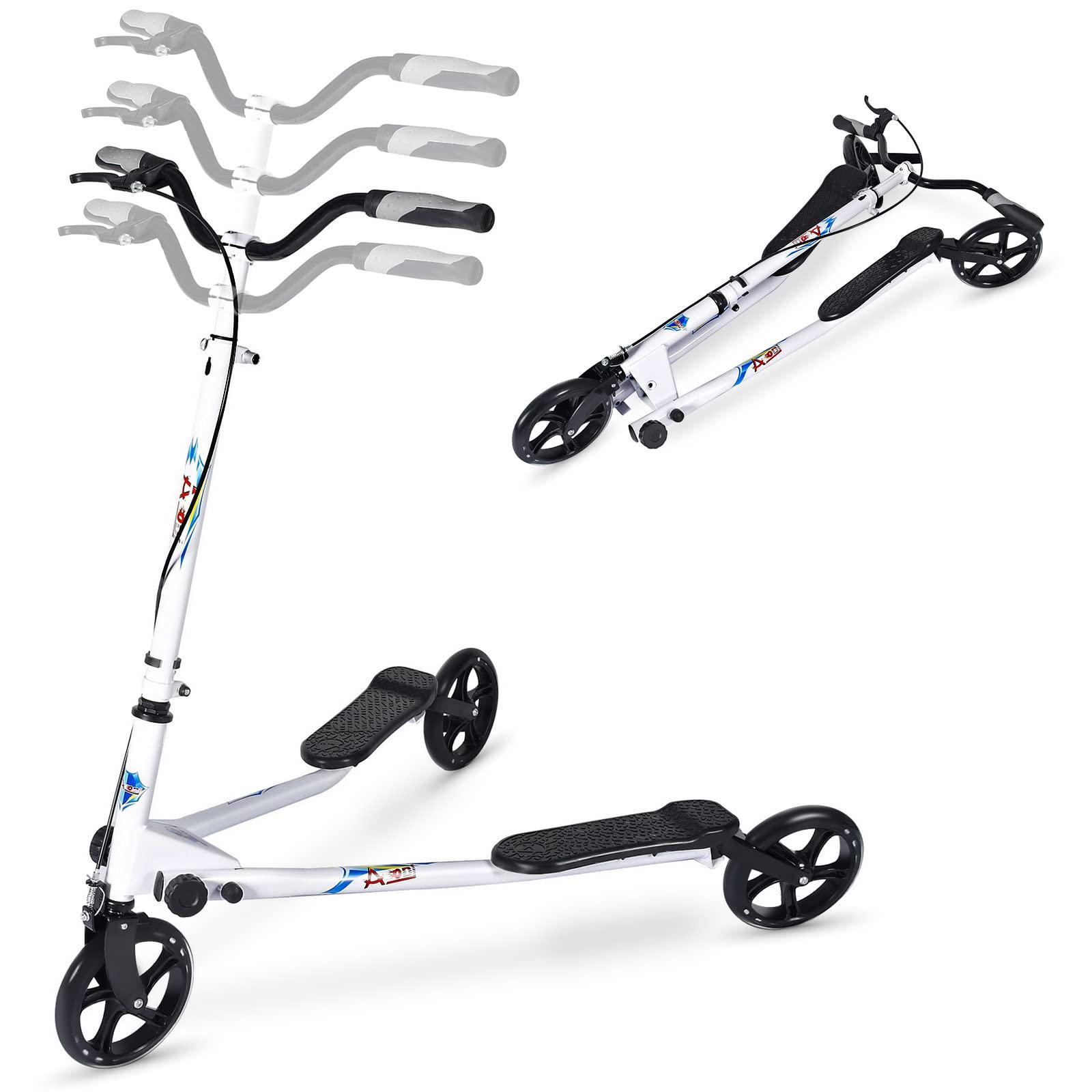 aodi 3 wheel foldable scooter swing scooter tri slider kick wiggle scooters push drifting with adjustable handle for boys/gir