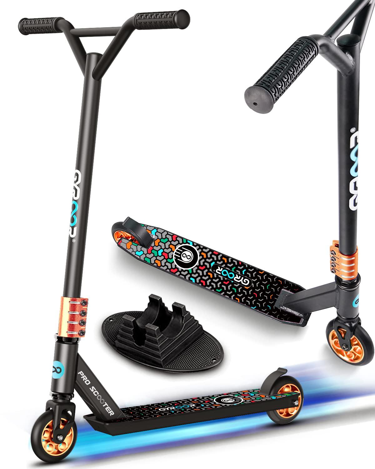 gyroor updated z1 pro scooter, trick scooters with 110mm wheels, up to 4 bolts for kids 8 years and up, stunt scooter for tri