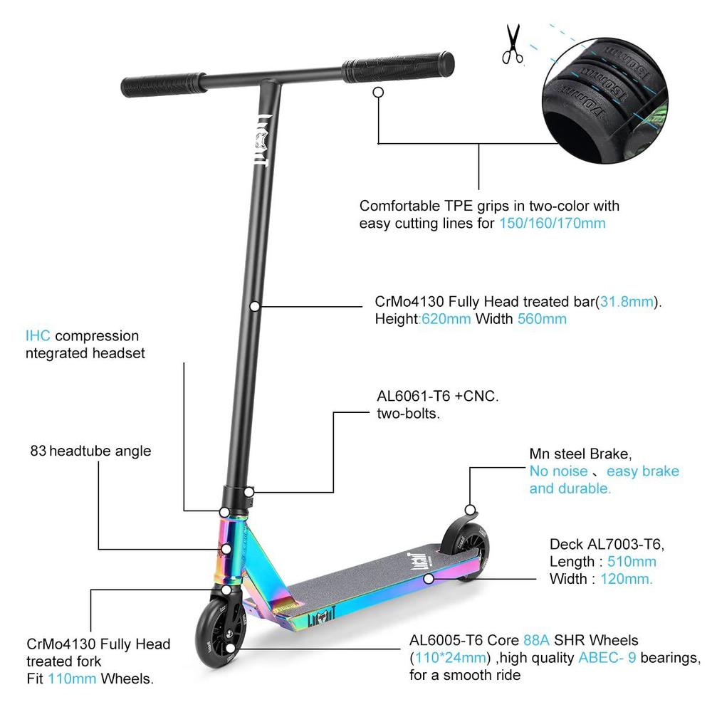 Limit lmt69 professional scooter-trick scooter-intermediate beginner stunt scooter suitable - children, teenagers adults 8 years ol