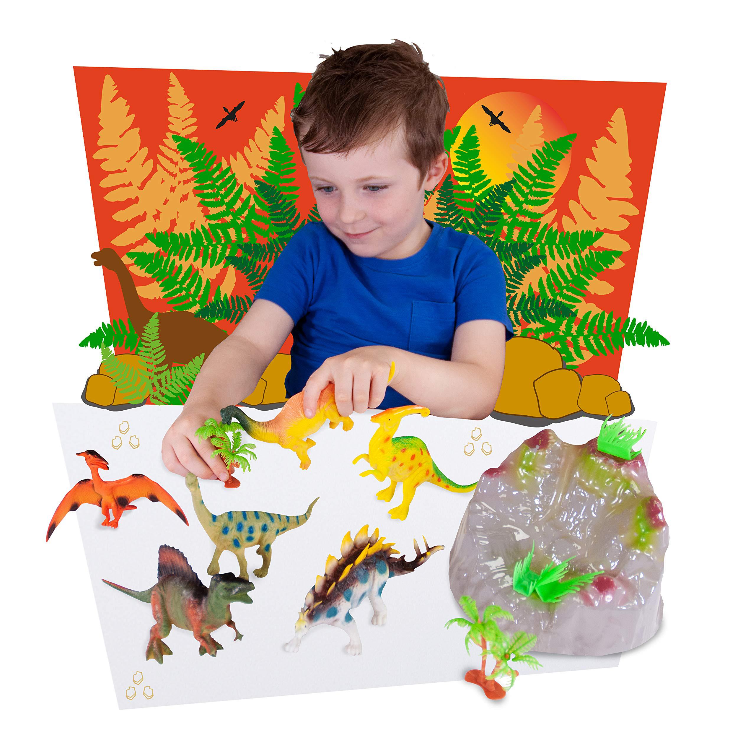 deluxebase ltd tub playsets - dinosaur toys. fantastic dinosaur toy set for kids from deluxebase. set includes stegosaurus, pterodactyl, par