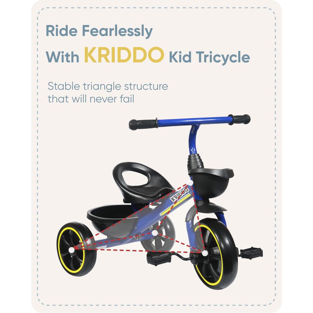 kriddo kids tricycles age 24 month to 4 years, toddler kids trike for 2.5 to 5 year old, gift toddler tricycles for 2-4 year 