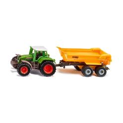 siku 1605, fendt tractor with krampe dump truck, toy tractor, metal/plastic, green/yellow, removable cab, tipping trough, tra