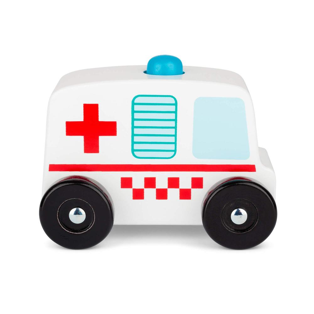 tobar wooden sound and play ambulance vehicle with electronic siren