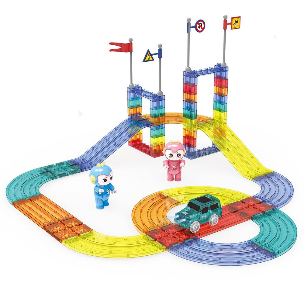 unique kids race car track building block educational toy set ...
