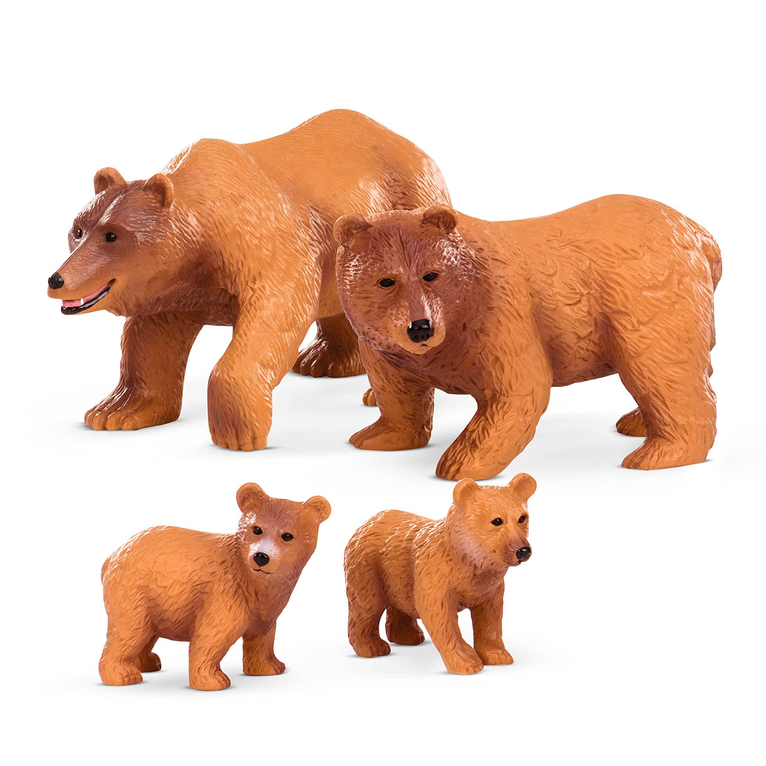terra by battat b brown bear family - small brown bear animal figures for kids 3-years-old & up (4 pc)