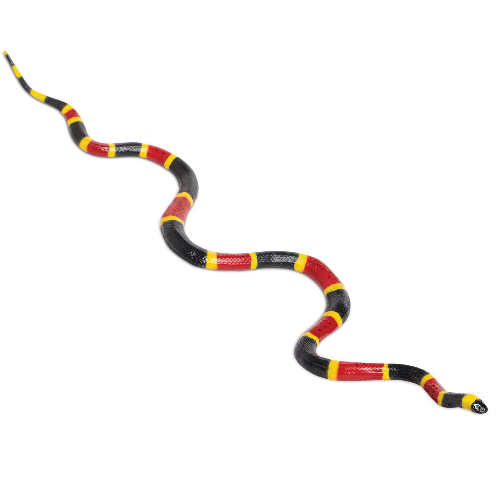 safari ltd. coral snake figurine - detailed 23" plastic model figure - fun educational play toy for boys, girls & kids ages 1
