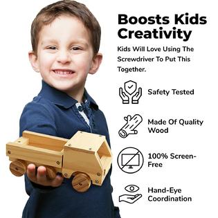 Kraftic kraftic woodworking building kit for kids and adults, with 6  educational arts and crafts diy carpentry construction wood mode