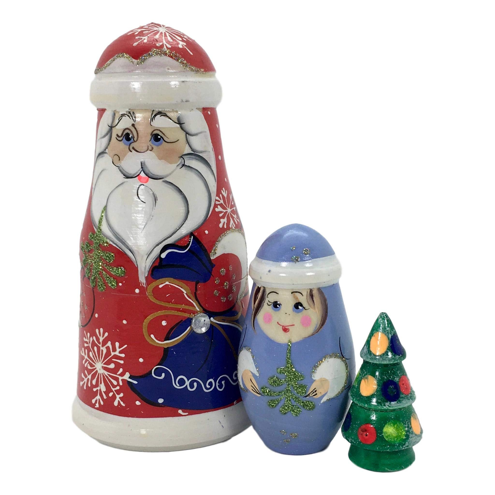 buyrussiangifts russian santa christmas tree nesting dolls set of 3